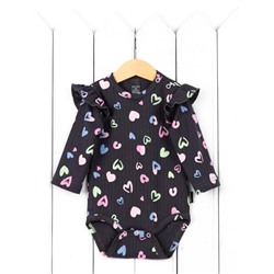 Боди для девочки Baby Boom Б142/1-И я729 Сердечки на графите Baby Boom