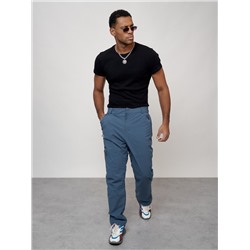 Брюки утепленный мужской зимние спортивные синего цвета 21137S