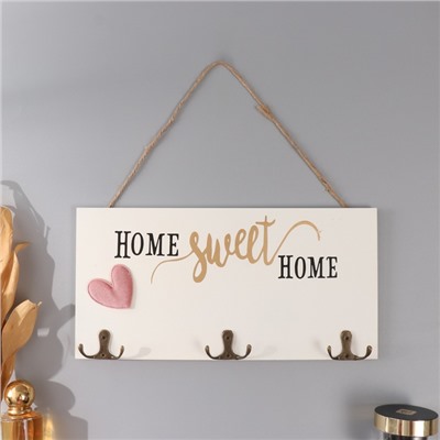 Настенные крючки декоративные «Дом, милый дом. Сердце», дерево, с золотом, 30×15 см