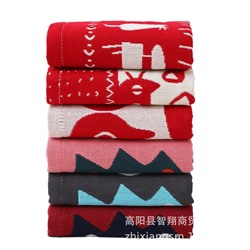 Zhiyang towel, four-layer cotton jacquard gauze Tasong red cat square towel, soft absorbent kitchen towel factory price wholesale