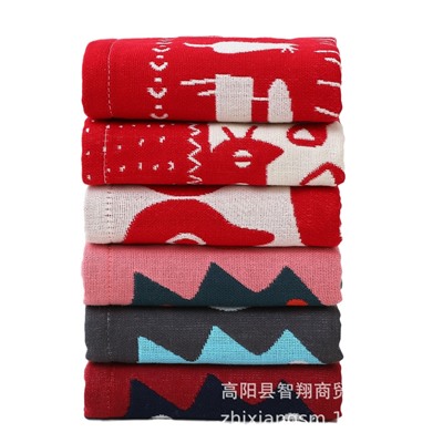 Zhiyang towel, four-layer cotton jacquard gauze Tasong red cat square towel, soft absorbent kitchen towel factory price wholesale