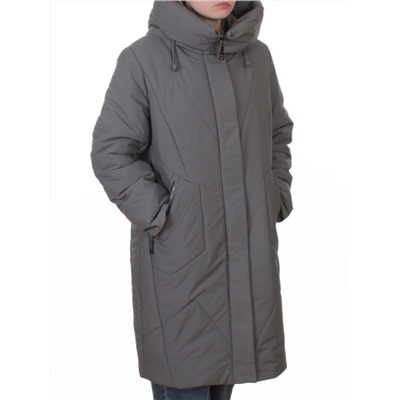 A618 GRAY/GREEN Пальто зимнее женское (верблюжья шерсть, 120 гр. холлофайбер)