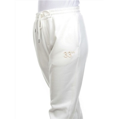 M039 WHITE Брюки спортивные женские на флисе (100% хлопок) 7986