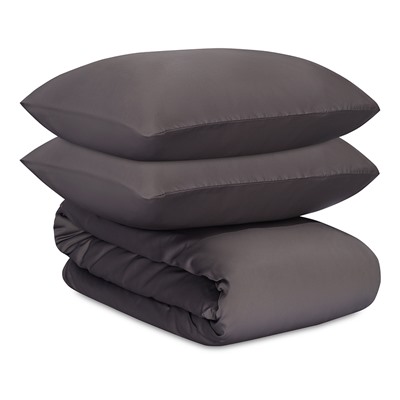Комплект постельного белья из премиального сатина темно-серого цвета из коллекции Essential, 200х220 см