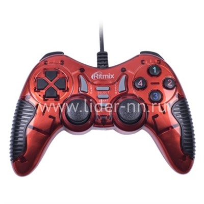 Проводной геймпад RITMIX GP-007 USB; 19 кнопок; 2 стика (красный)