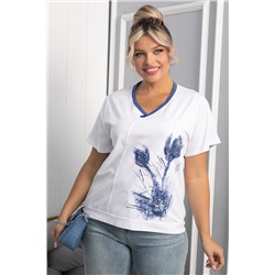 Блуза Лотус НЬЮ (бело-синяя) Б13975-20М