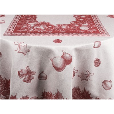 07с-21 ЯК Скатерть 150*220  "Новогодние игрушки" цв. бордо