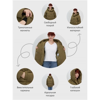 Куртка зимняя женская с капюшоном модная горчичного цвета 7651G