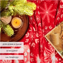 Плед новогодний Экономь и Я «Снежинки» 150*130см, пл.160 г/м2, 100% п/э