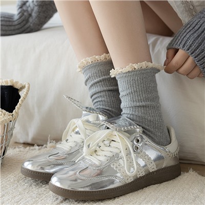 Retro colored cute lace socks, mid-length, lace dress
