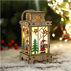 Светильник новогодний «Дед Мороз под звёздами, в фонарике» 8×16 см