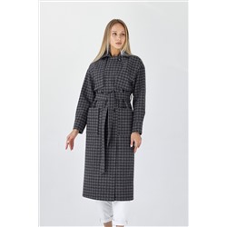 Пальто женское демисезонное 25417 (черно-серый)