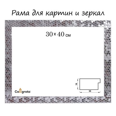Рама для картин (зеркал) 30 х 40 х 2.7 см, пластиковая, Calligrata 651628, серебро