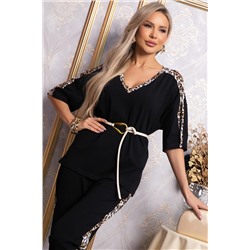 Костюм брючный Эними (черный/лео) К14848-8М