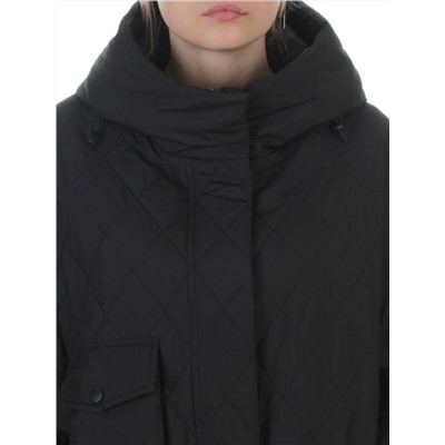 9606 BLACK Куртка стеганная демисезонная женская (100 гр. холлофайбер)