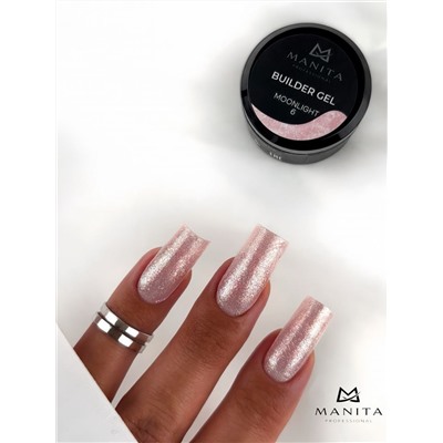 Manita Professional Гель моделирующий для ногтей с хлопьями юки / Builder Gel Moonlight №06, 15 мл