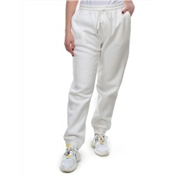 M049 WHITE Брюки спортивные женские на флисе (100% хлопок) 7986