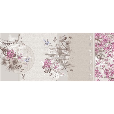 Вафельное полотно набивное / Китайский пейзаж 1