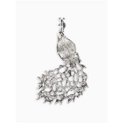 Брошь «Павлин роскошный»мини, цветная в серебре