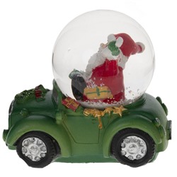 Фигурка декор в стекл шаре "Дед Мороз на машине", D 4.5 см, L7,5 W5 H7 см