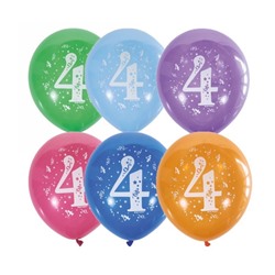 Воздушные шары латексные 12" «Цифра 4», 10 шт., 2-сторонние, МИКС
