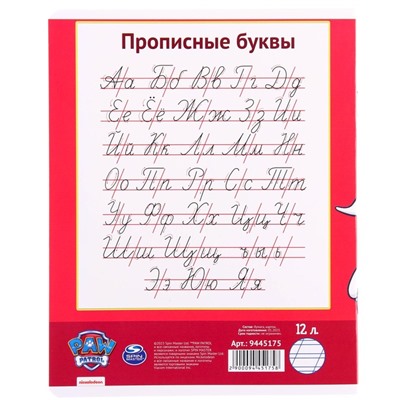 Тетрадь в косую линейку 12 листов, 5 видов МИКС, обложка мелованный картон, «Щенячий патруль»