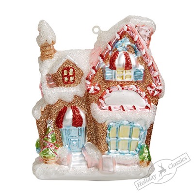 Домик пряничный с розовой крышей (стекло) 9х6х11 см