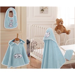 Комплект Пончо 4 Предметa 0-1 год Twinbears Mavi Panço - EcoCotton