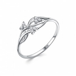 Кольцо с фианитом родированное серебро 925*