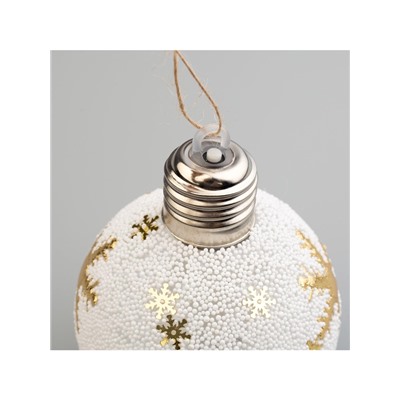 Набор ёлочных шаров «Золотистые узоры», 3 шт., d=8 см, 1 LED, от батареек, свечение тёплое белое