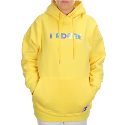 KD713 YELLOW Худи женское на флисе разм+ер свободный 50-52