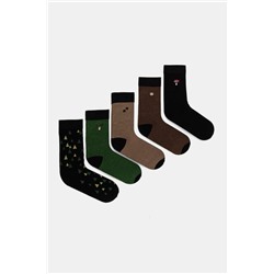 Skarpetki bawełniane  z ozdobnym haftem z motywem roślinnym i zwierzęcym (5-pack) kolor multicolor