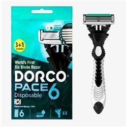 Dorco Pace 6 New одноразовый станок (3+1шт) 6 лезвий, плав. головка, увл. полоса
