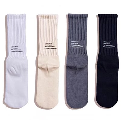 Japanese colored sports retro cotton knee socks for men and women, increased thickness, mid-length