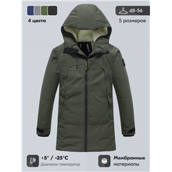 Парка зимняя мужская с капюшоном цвета хаки 9533-1Kh