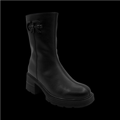 Ботинки из натуральной кожи на меху РМ-084-1 черные