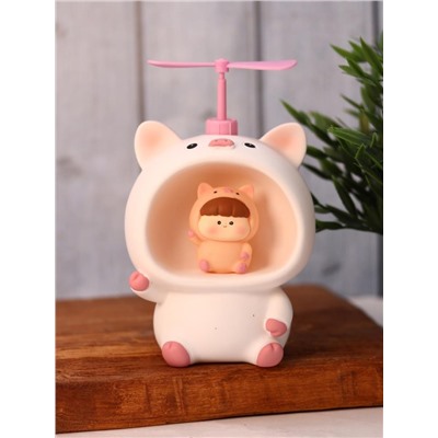 Kопилка - ночник «Baby pig fan», white (13,5 см), пластик