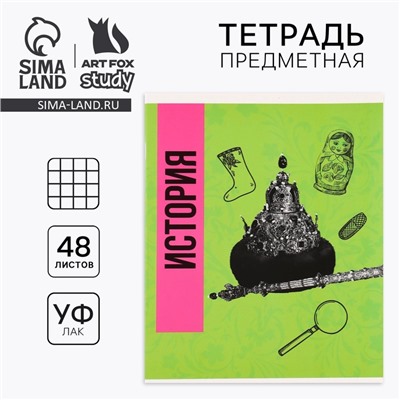 Тетрадь в клетку, предметная, 48 л.,на скрепке, А5 «Яркий. История»