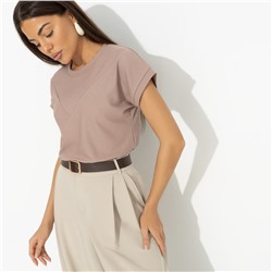 Футболка из эластичной ткани в рубчик, Искусство строить глазки (коричневый)