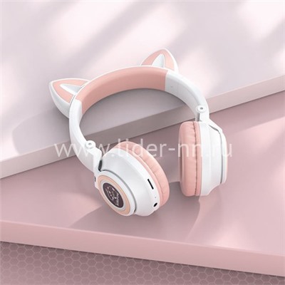 Наушники MP3/MP4 BOROFONE (BO18) Bluetooth полноразмерные CAT EAR (розовые)