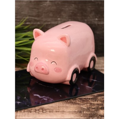 Копилка керамическая «Pig car», pink (20,3х11,1х11,1 см)