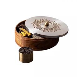 Деревянный органайзер для специй, Wooden Masala Box (Lazer Silver), произв. Nestroots