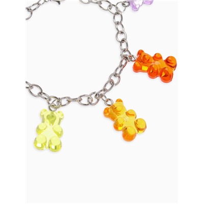 Браслет «Мармеладные мишки», цветной в серебре, 17 см