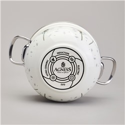 КАСТРЮЛЯ AGNESS ЭМАЛИРОВАННАЯ СО СТЕКЛЯННОЙ КРЫШКОЙ СЕРИЯ "DANDELION", 2,8 Л ДИА. 20СМ