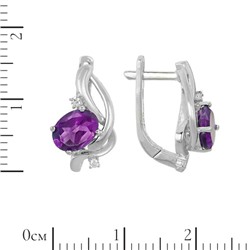 Серьги 'Эдита' с аметистом и фианитами ТГСК.738АМ