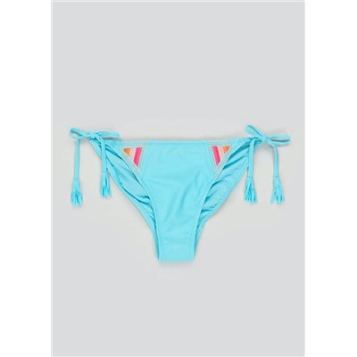 Woven Stripe Tie Side Bikini Bottoms