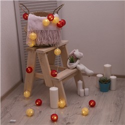 УЦЕНКА НИТЬ, 5 м, с насад. "Клубки КРАСНО-ЗОЛОТИСТЫХ ниток 6 см", LED-20-220V, фиксинг, Т/БЕЛЫЙ 3590