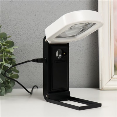 Лампа-лупа х10 ×25 для творчества LEDx24 от 3АAA+ USB линзы d=1 см и 12.5 см 5×8.3×22 см