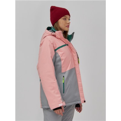 Горнолыжная куртка женская зимняя персикового цвета 7092P