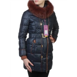YM13-068 DK. BLUE Пальто женское зимнее (холлофайбер, натуральный мех)